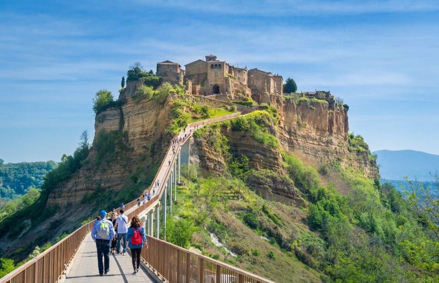 From Rome: Bagnoregio & Orvieto Day Trip with Wines & Lunch - Walking across Civita di Bagnoregio