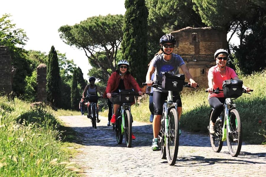 Rome: Appian Way & Roman Aqueducts Guided E-Bike Tour - Riding past the Tomb of Cecilia Metella