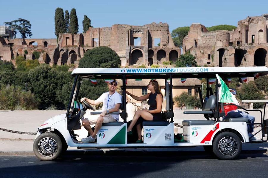 Rome: Fun Golf Cart Tour with Music and Gelato - The Colosseum in a 20-minute stop
