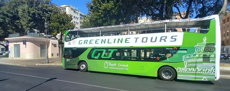 Rome:Hop-On Hop-Off Panoramic Open Bus Ticket 3 Circuits x 1 - The Green Route from Termini to the Colosseum