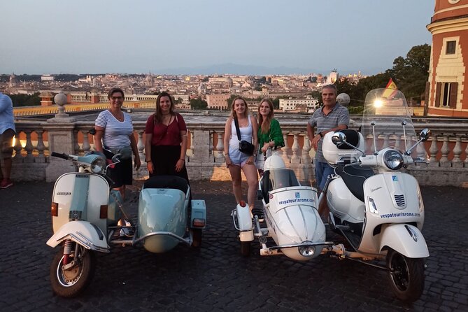Vespa Sidecar Tour at Day/Night with Pickup - The Colosseum, Aventine Hill, and ancient Rome